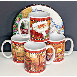 SANTA MUGS Christmas Holiday Mugs Set in Box Night Before Christmas